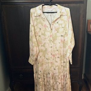 Floral Button up Lightweight Long Dress Size Small